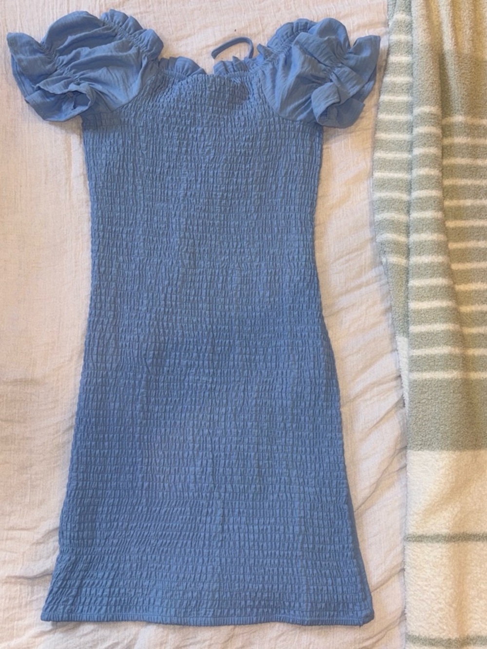 Love Tree Light Blue Off-Shoulder Ruffle Dress - Picture 2 of 3